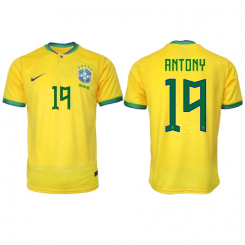 Pánský Fotbalový dres Brazílie Antony #19 MS 2022 Domácí Krátký Rukáv
